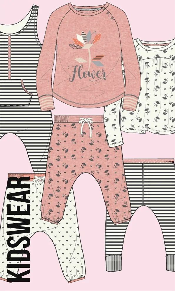 Kidswear: girls' sweatshirt and joggers with a flower print